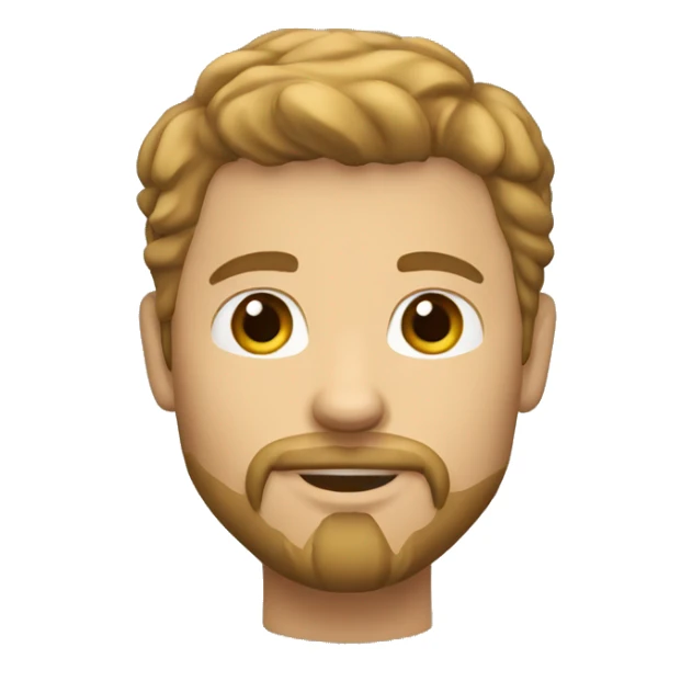 white male, crop brun hairs, goatee and slight bear sticker
