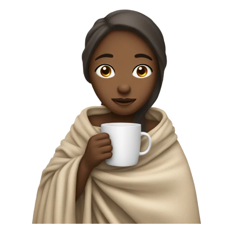girl inside a blanket sipping coffee eyes open sticker