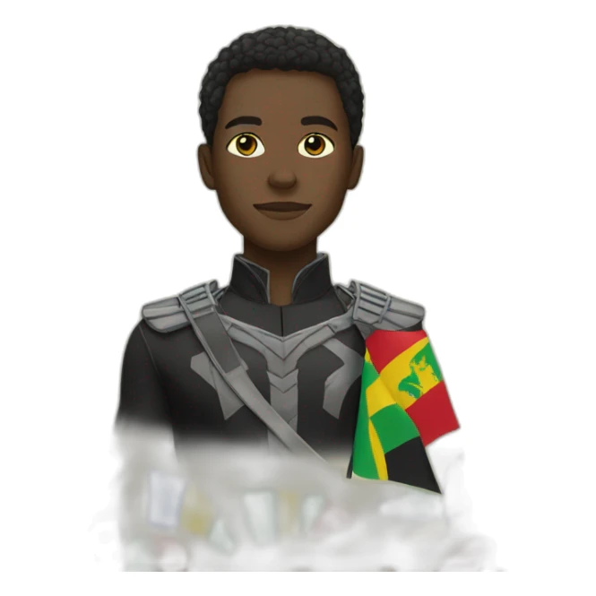 Black panther hero with Central African Republic color flag sticker