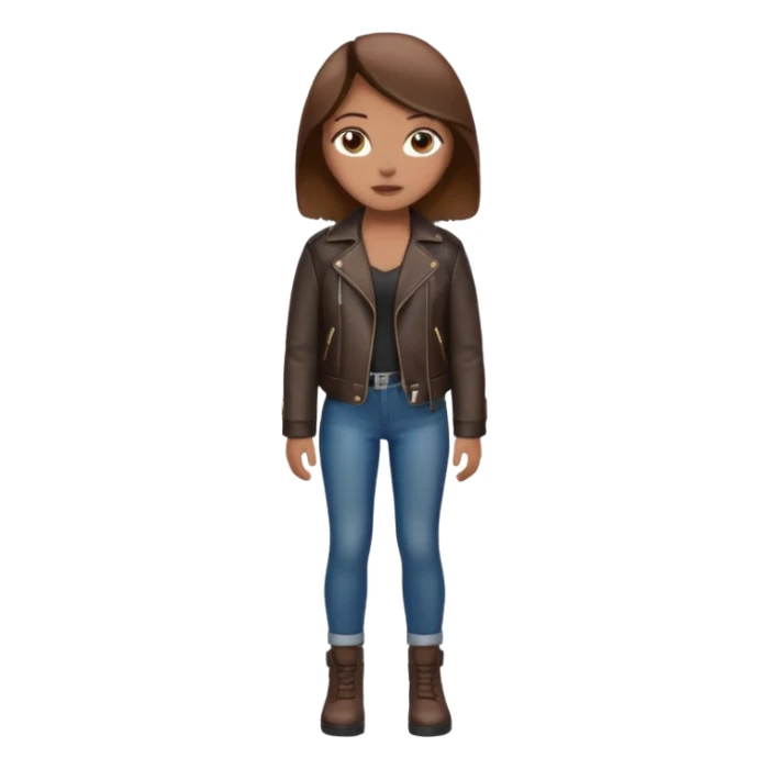 Girl in leather jocket, full body, different color sticker