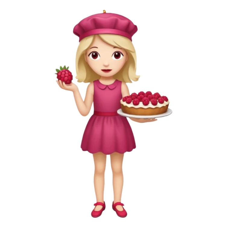 Raspberry torte human full body and legs girl with a raspberry barrette on her head sticker