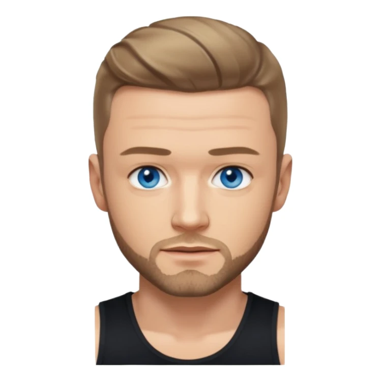 Justin Timberlake blue eyes, dark blonde hair, black tank top sticker