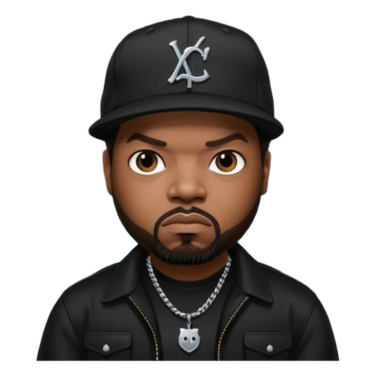Ice Cube, Rapper with dark brown hair, black outfit sticker