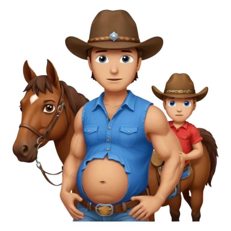 pregnant man  with horse sticker