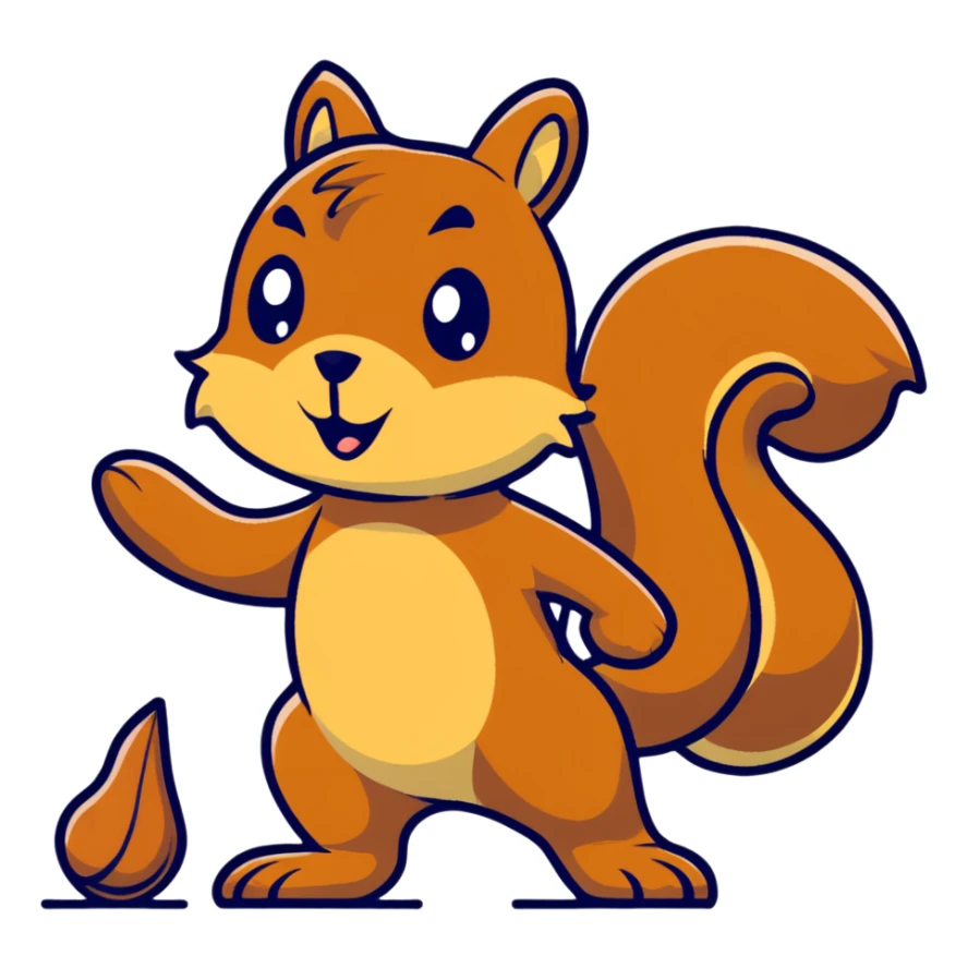 Bewildered squirrel scratching head with acorn nearby sticker