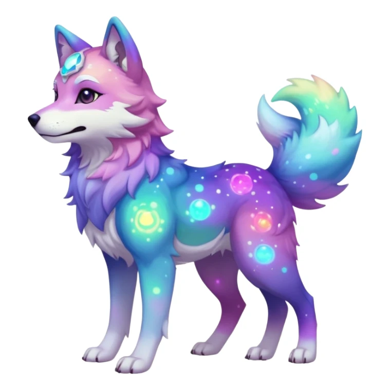 anthropomorphic anthro kawaii cute colorful shiny pastel nebula furry wolf-fursona furry (full body) sticker