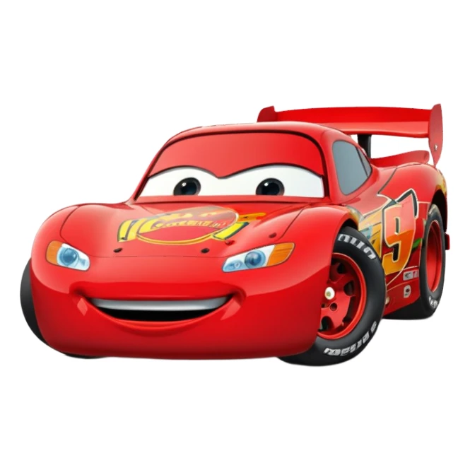 Lightning McQueen 95, red race car, winking, cartoon style sticker