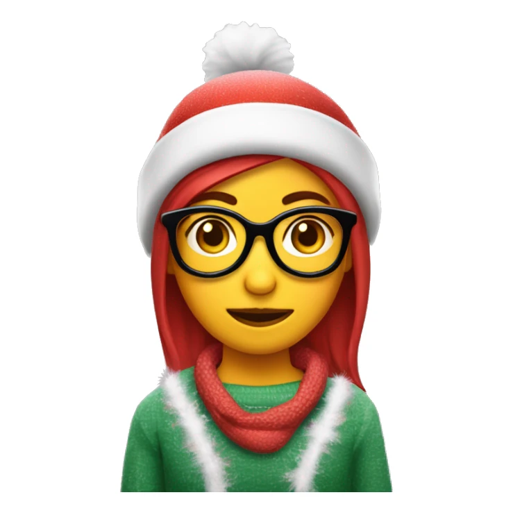 Chica pelirroja con lentes y gorro de navidad sticker