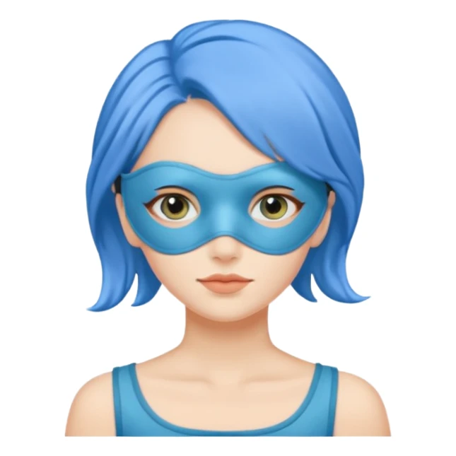 woman with a sleep eye mask and blue hair sticker