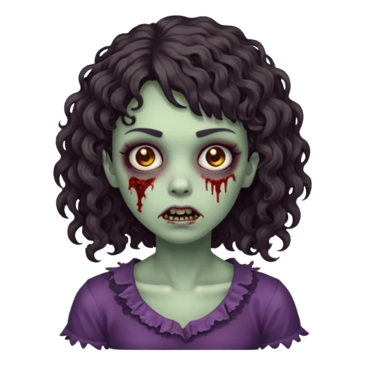 Faça uma garota zumbi, com cabelos cacheados & uma franja. sticker