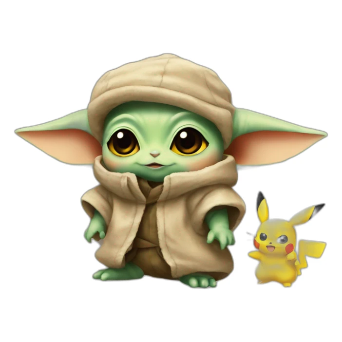 baby yoda with pikachu hat sticker