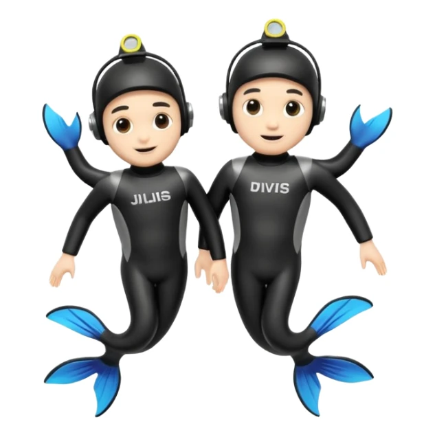 A 3D cartoon pair of diving flippers on a white background, shiny rubber texture, Memoji-style rendering. sticker