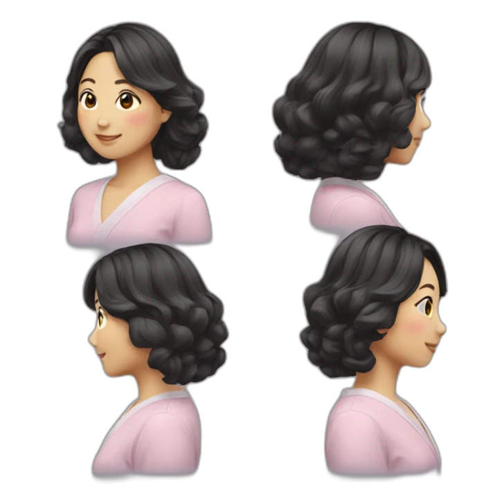 Japanese woman medium waves hair sticker