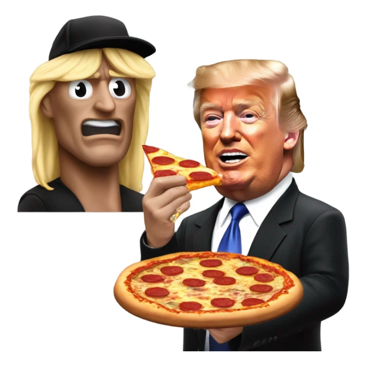 Donald trump eating pizza with the undertaker (from WWE) sticker