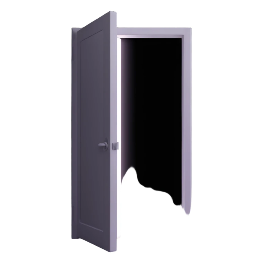 door ajar in a pitch black room with a powerful, focused white light shaft and intense glow blasting through the opening, high contrast sticker
