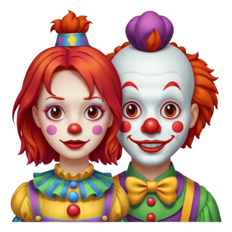 clown with a red haired girl next to him sticker