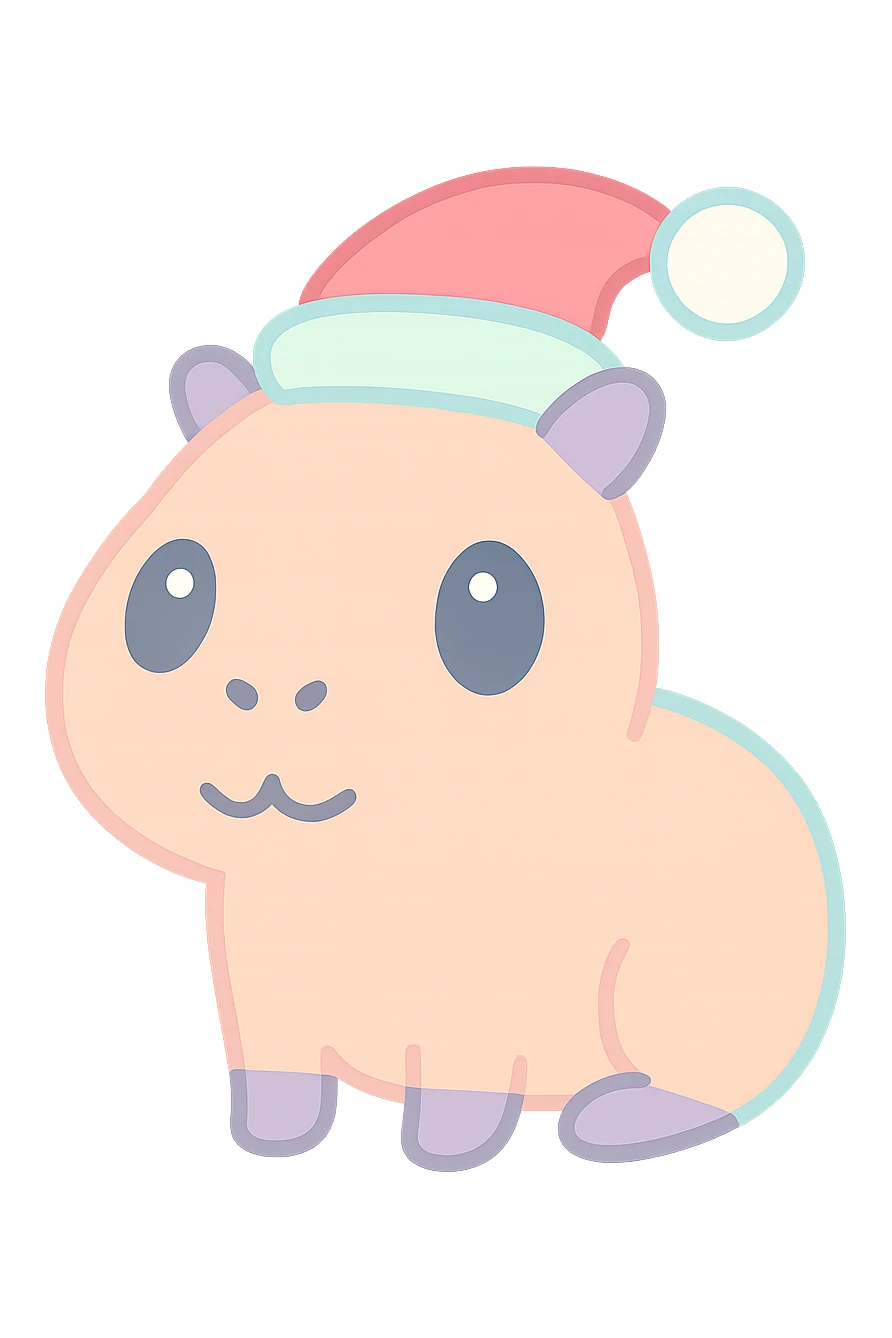 capibara with Christmas hat, adorable style, soft colors sticker