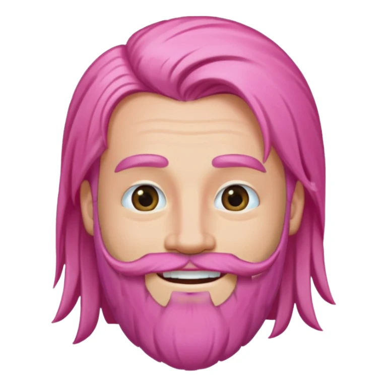 man with very long straight hair pink and beard no mustache sticker