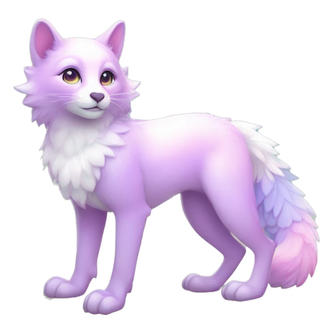 Kawaii colorful bright light pastel lilac-pink-white-gradient fantasy ethereal anthro fursona animal creature sticker