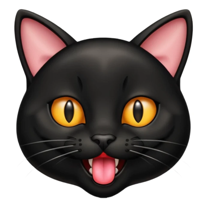 A real black cat with its tongue out sticker