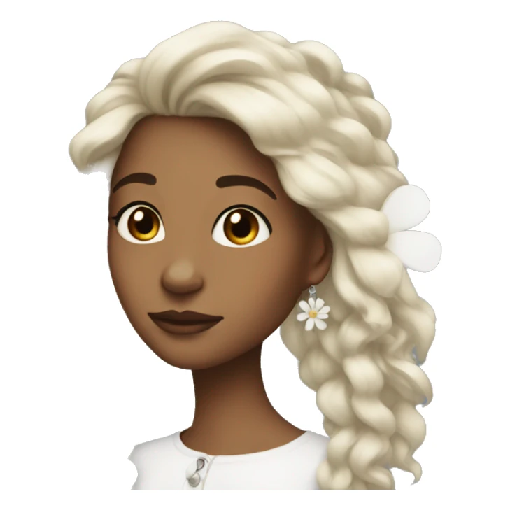 Medium Hair Girl with big white flower earrings sticker