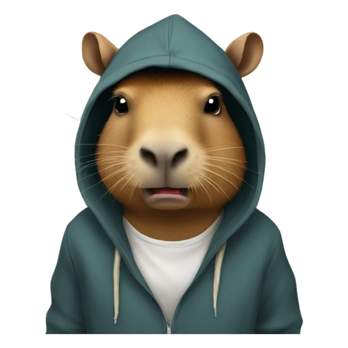 Capybara wearing a hoodie, smoking a cigarette sticker