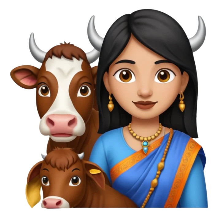 Indian girl with cow sticker