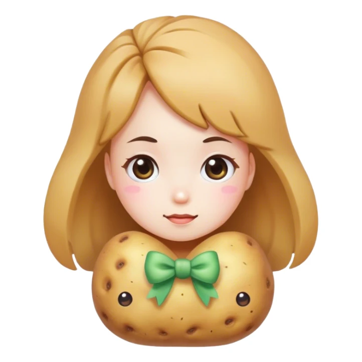 meditater kawaii potato girl bow sticker