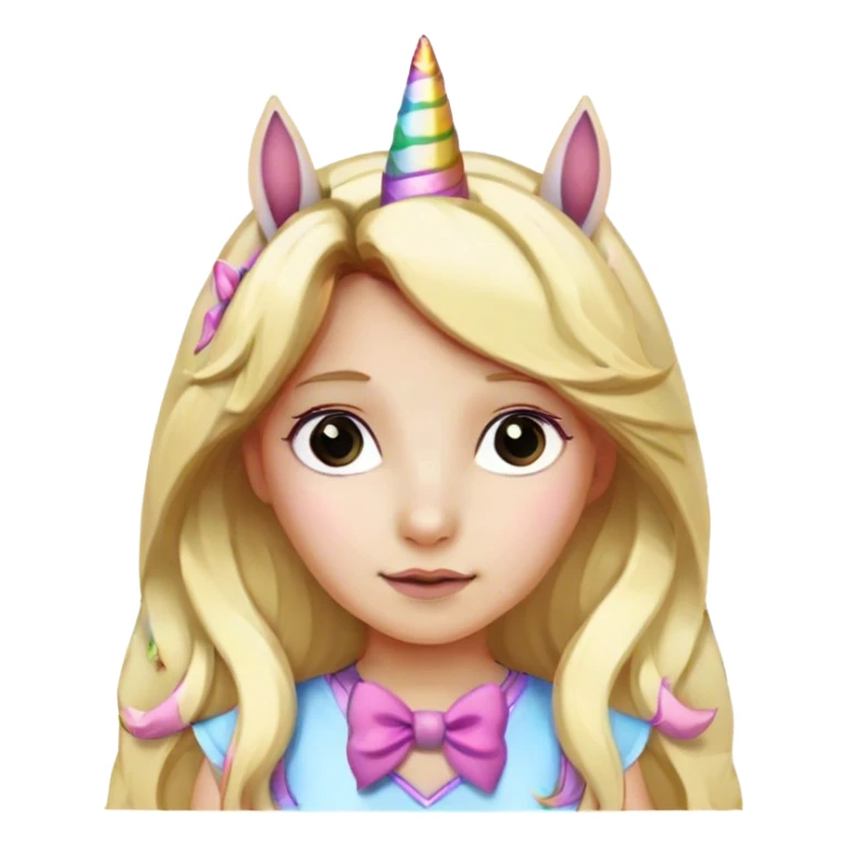 Unicorn in long blond hair with bow sticker