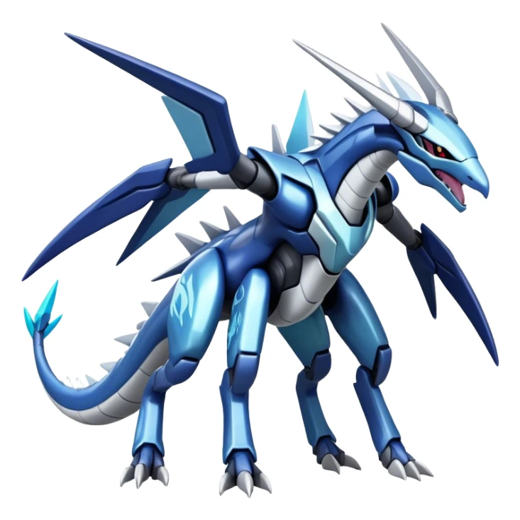  Cool Edgy Shiny Futuristic Ethereal Legendary Dialga-Digimon-Palkia-Kyurem-hybrid full body sticker
