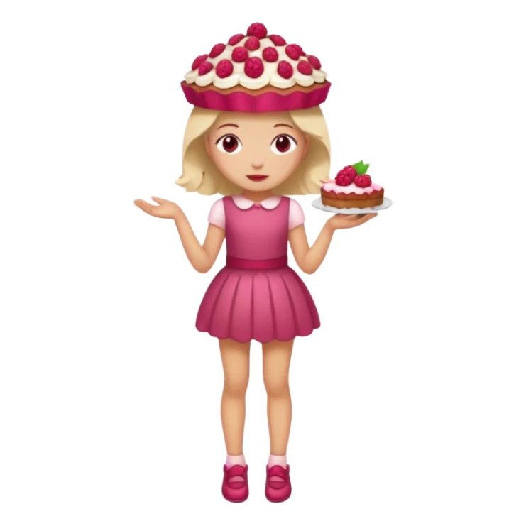 Raspberry torte human full body and legs girl with a raspberry barrette on her head sticker