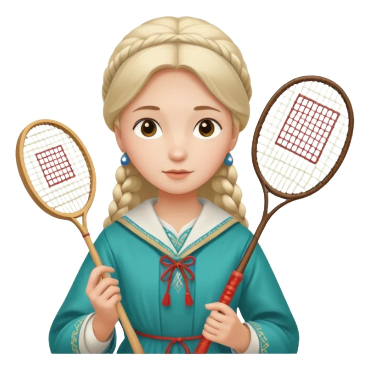 ancient russia girl with 1 badminton racket sticker