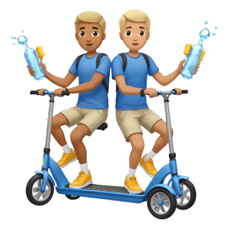 2 men on mobility scooters with water pistols sticker