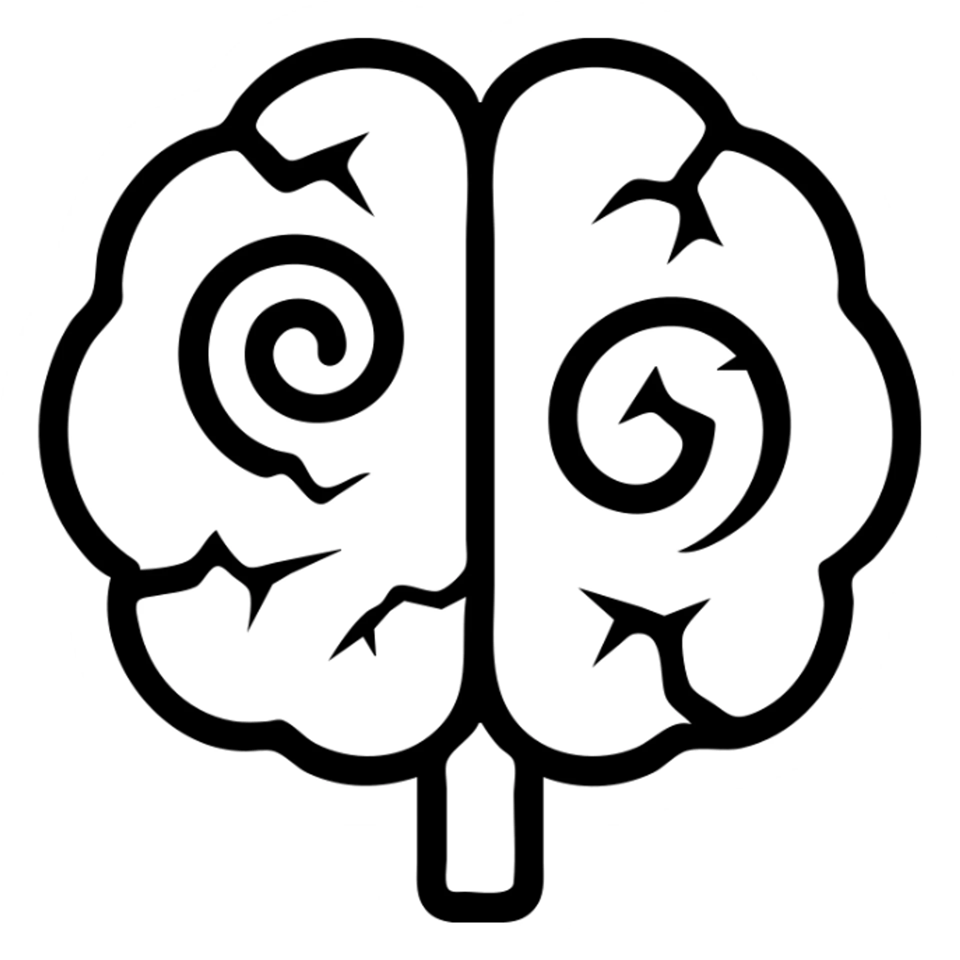 icon of brainrot as a brain with spirals and cracks, clean lines, flat icon style sticker