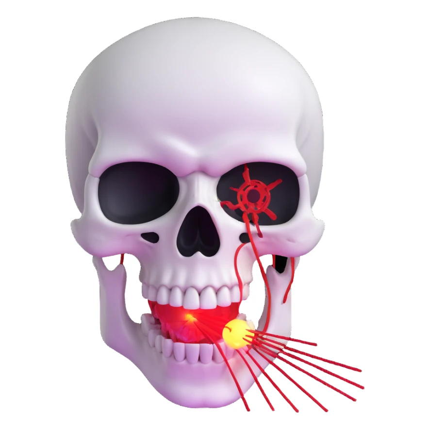 skull grinding teeth with laser from one eye sticker