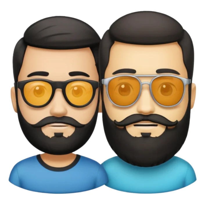 Van u make 2 cool young emojis with shades side by side, both have faded hair, one of them should also have faded beard. Beneath the faded beared emoji should have the initials WQ and the other PJ. black hair and beard sticker