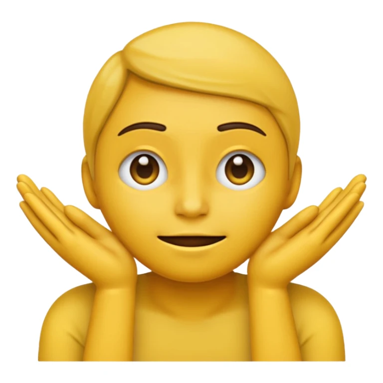 darkened yellow emoji face with hands on cheeks, Android Color Emoji style sticker