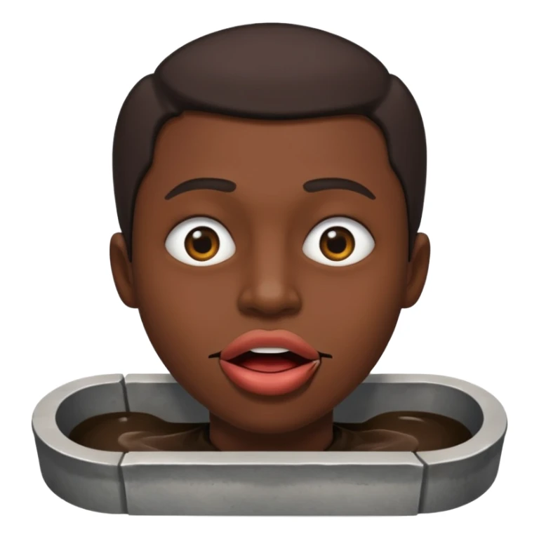 person with a mouth resembling a street gutter sticker