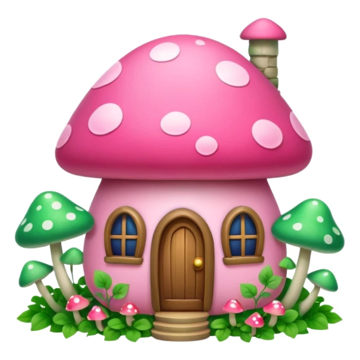 Pink girly mushroom house covered in vines sticker