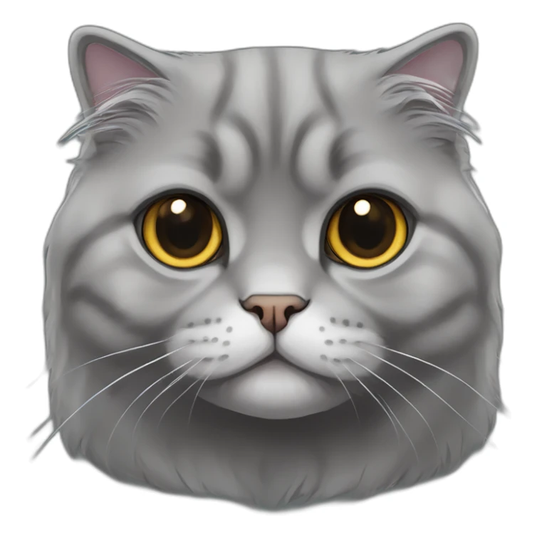all darkgrey Scottish Fold Cat long hair broken ear sticker