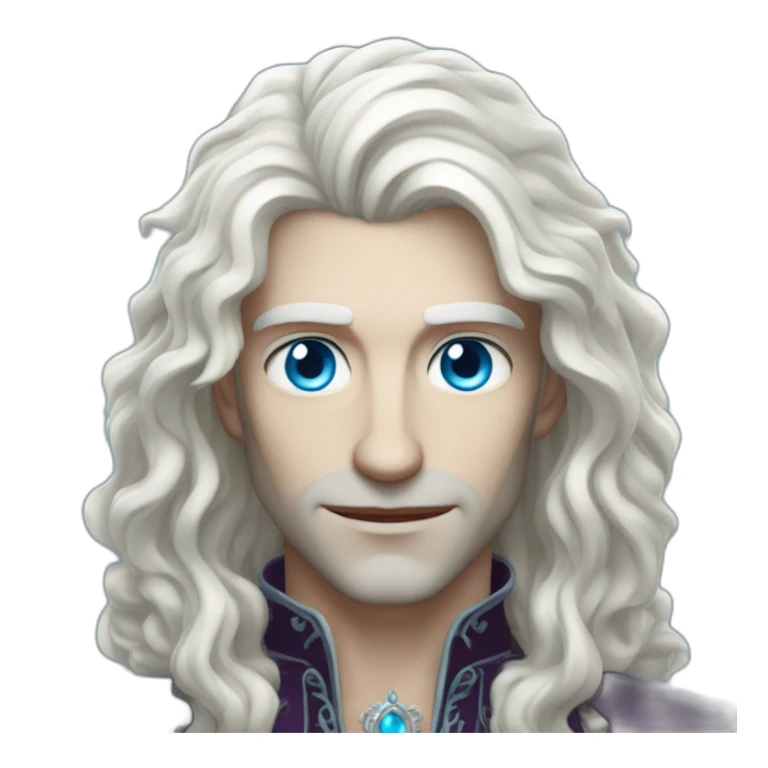 pale handsome flirty vampire king with long wavy white hair and light blue eyes sticker