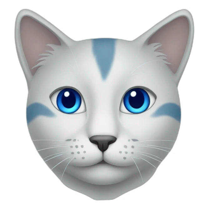 Blue simplistic sketch of a cute cat face sticker