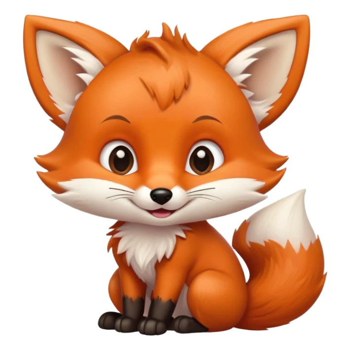 cute baby fox with grimacing face and perked ears sticker