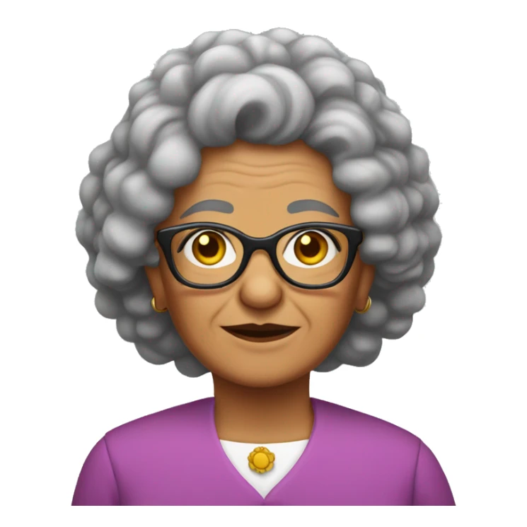 Mexican grandma with long curly salt and pepper hair and glasses sticker