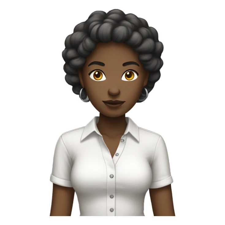 Black girl weaing grey skirt and white shirt sticker