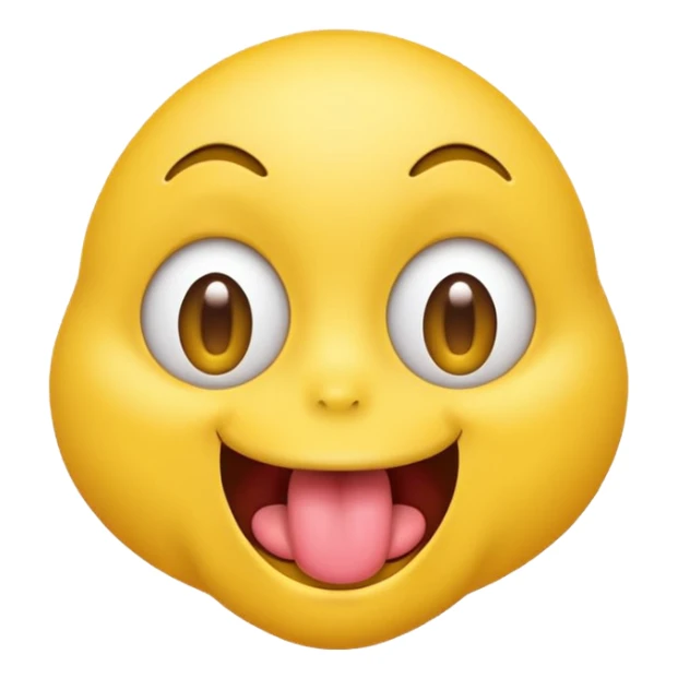 yellow emoji face with eyes emerging from face and tongue sticking out wildly  sticker