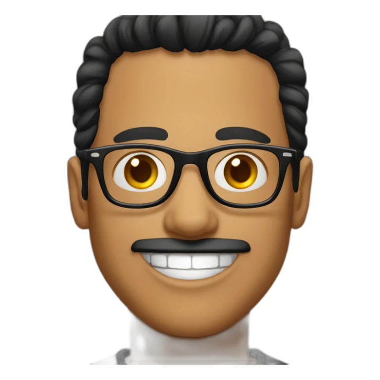 Happy-man-black-hair-black-glasses sticker