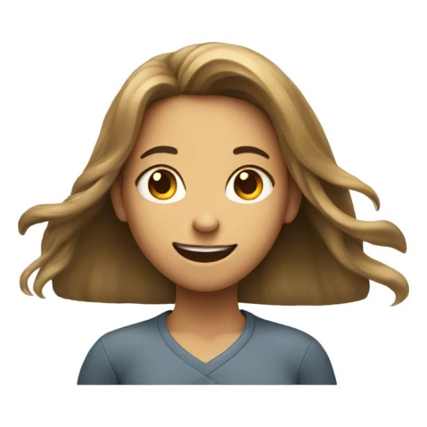 smiling girl with long hair shrugging sticker