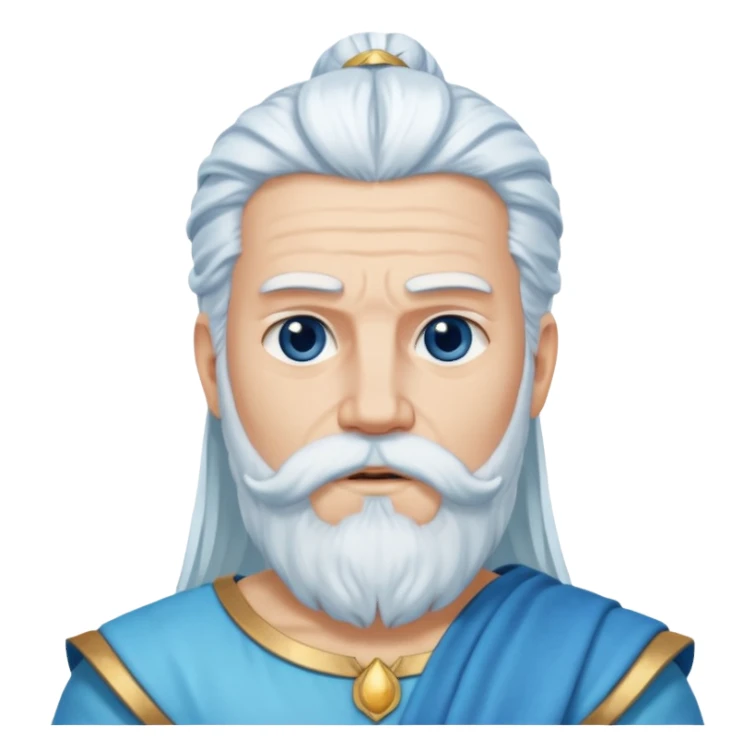 Uranus, Sky God from Rome Mythology with long white hair and beard, blue and white outfit sticker