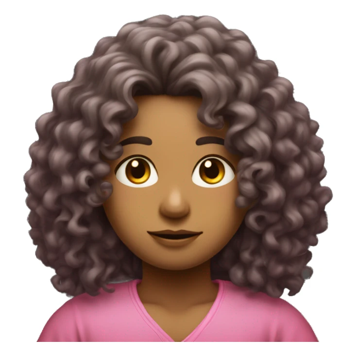 Curly Dark long hair meditation pink clothes seat eyes close sticker